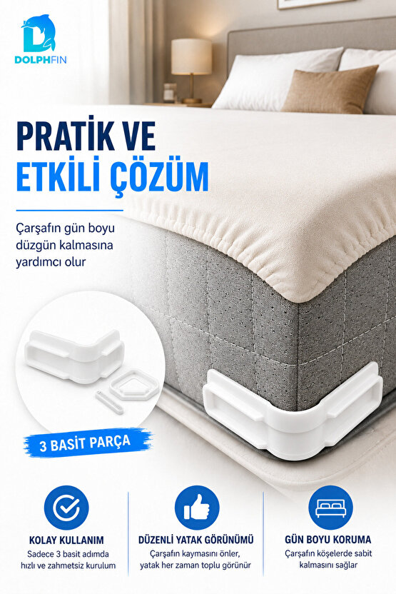 Kaymaz Çarşaf Sabitleyici Yatak Köşe Tutucu Lastikli Çarşaf Kaymasını Önleyici Aparat