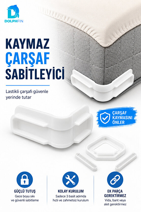 Kaymaz Çarşaf Sabitleyici Yatak Köşe Tutucu Lastikli Çarşaf Kaymasını Önleyici Aparat