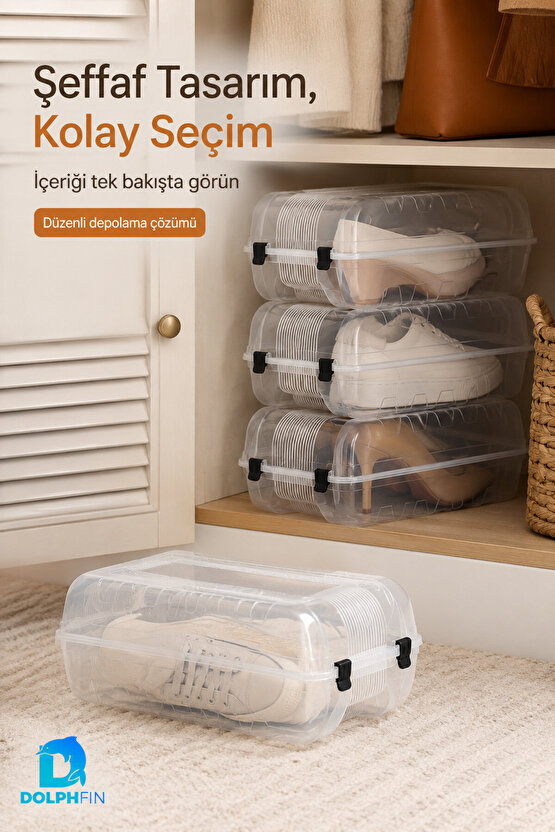 Kadın Ayakkabı Kutusu 33x19x11 cm Plastik Dolap İçi Düzenleyici