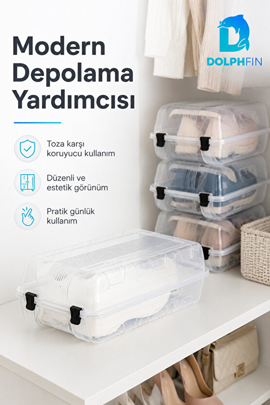 Kadın Ayakkabı Kutusu 33x19x11 cm Plastik Dolap İçi Düzenleyici