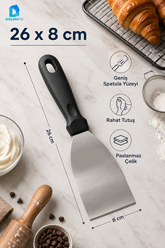 Pasta Spatulası 26 cm Paslanmaz Çelik Geniş Yüzeyli Kek Börek Lazanya Servis Spatulası 26x8 cm