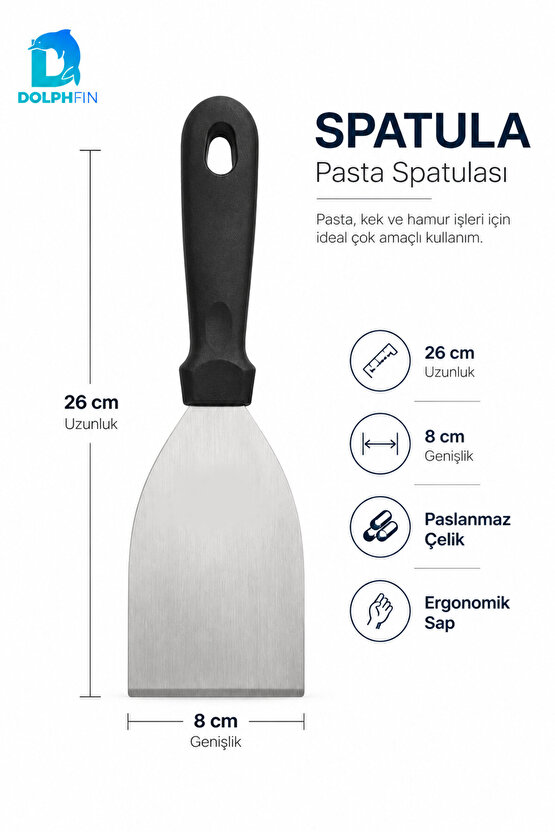 Pasta Spatulası 26 cm Paslanmaz Çelik Geniş Yüzeyli Kek Börek Lazanya Servis Spatulası 26x8 cm
