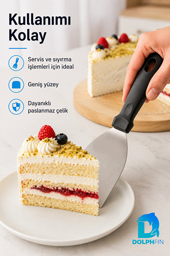Pasta Spatulası 26 cm Paslanmaz Çelik Geniş Yüzeyli Kek Börek Lazanya Servis Spatulası 26x8 cm