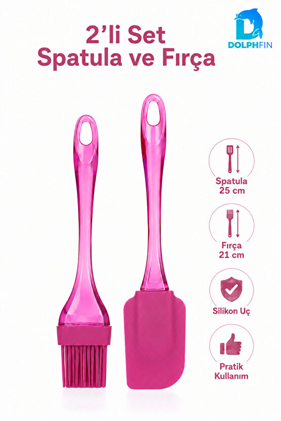 2’li Silikon Spatula ve Fırça Seti Pasta Hamur Kek Krema Sürme Karıştırma Mutfak Yardımcısı