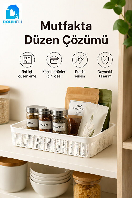 Jute Çok Amaçlı Sepet 2,5 L Mutfak Banyo Dolap İçi Saklama Organizeri 25x19x6,5 cm