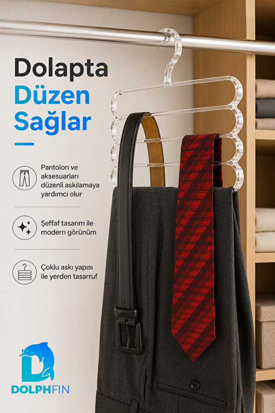 Kristal Pantolon Askısı Şeffaf Plastik Dolap İçi Kıyafet Düzenleyici Pantolon Etek Askısı