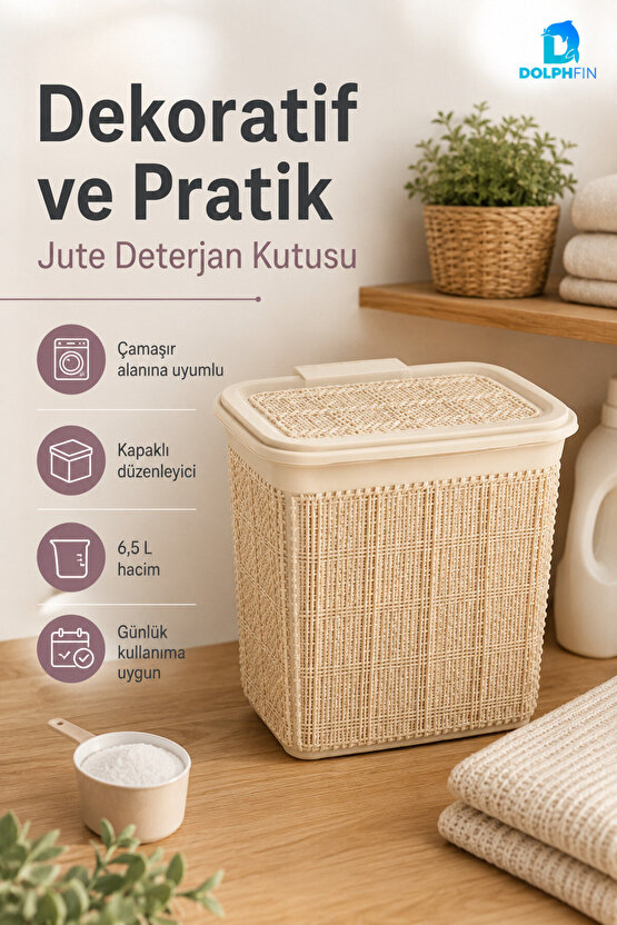 Jute Deterjanlık 6,5 L Plastik Temizlik Malzemesi Düzenleyici Mutfak Banyo Dolap İçi Organizer