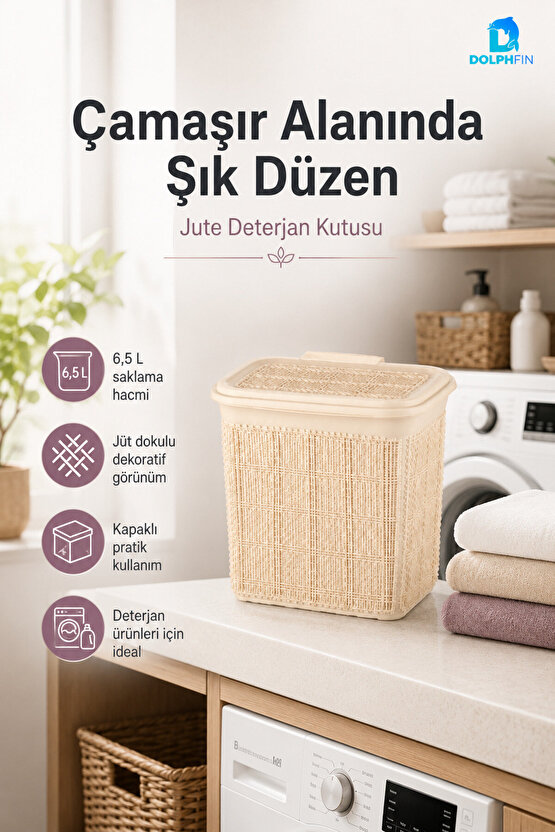 Jute Deterjanlık 6,5 L Plastik Temizlik Malzemesi Düzenleyici Mutfak Banyo Dolap İçi Organizer
