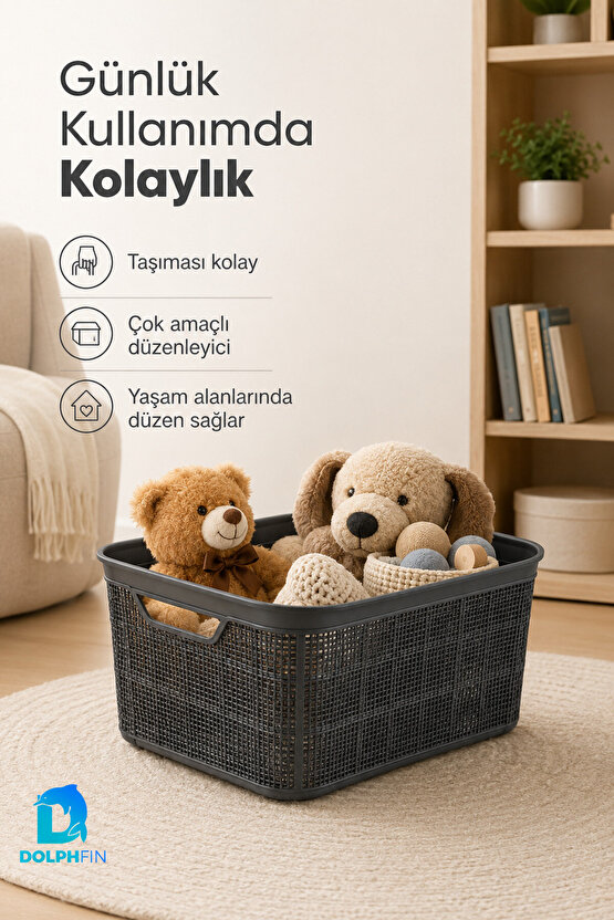 Jute Çok Amaçlı Kutu 5 L Plastik Mutfak Banyo Dolap İçi Düzenleyici