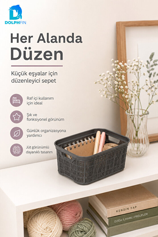 Jute Çok Amaçlı Kutu No:1 2,5 L Plastik Dolap İçi Mutfak Banyo Düzenleyici