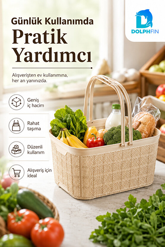 Jute Alışveriş Sepeti 26 L Çok Amaçlı Saklama Taşıma Sepeti Çamaşır Oyuncak Düzenleyici