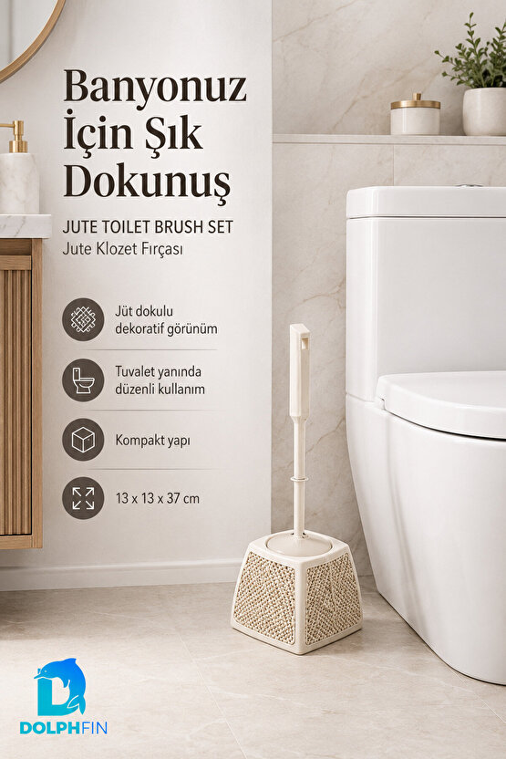 Jute Klozet Fırçası WC Tuvalet Banyo Temizlik Fırçası Hazneli Dekoratif