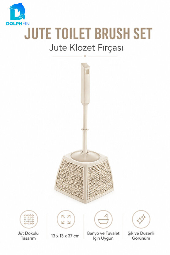 Jute Klozet Fırçası WC Tuvalet Banyo Temizlik Fırçası Hazneli Dekoratif