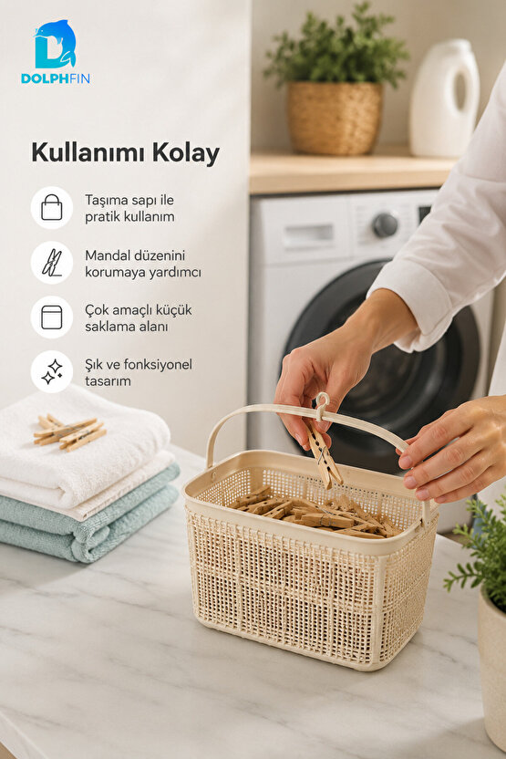 Jute Mandal Sepeti 3 L Çok Amaçlı Çamaşır Oyuncak Saklama Taşıma Sepeti