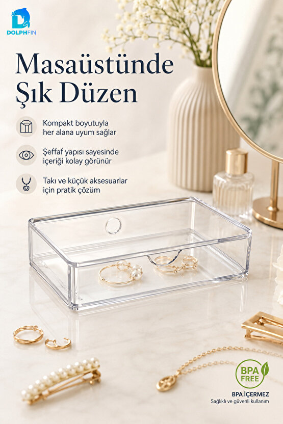 Küçük Çekmece Modülü Şeffaf Kozmetik Organizer Makyaj Takı Ruj Oje Pamuk Düzenleyici