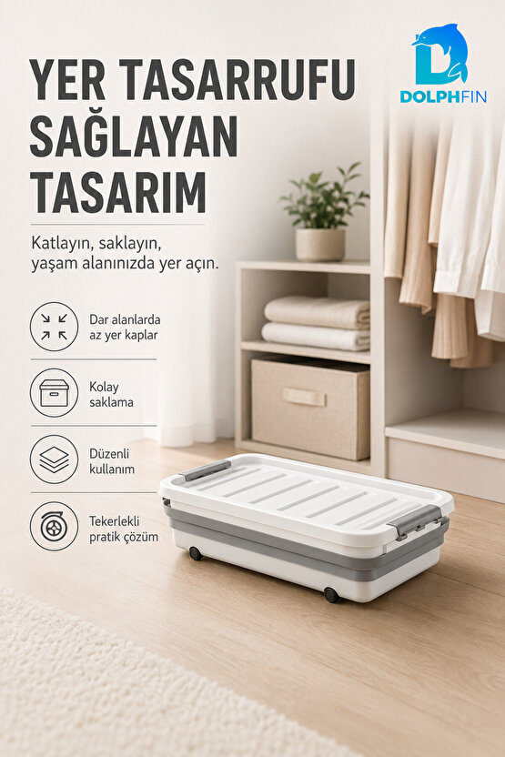 30 L Katlanabilir Kapaklı Saklama Organizeri Mutfak Kiler Dolap İçi Düzenleyici Kutu