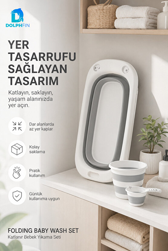 Katlanabilir Bebek Banyo Küvet Seti Taşınabilir Çocuk Yıkama Seti