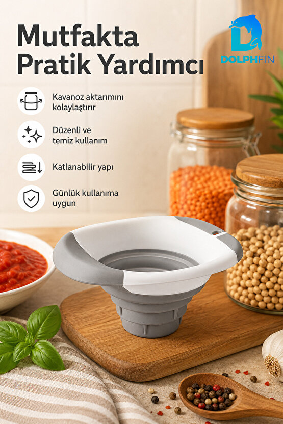 Geniş Ağızlı Katlanabilir Kavanoz Hunisi Mutfak Doldurma ve Aktarma Hunisi