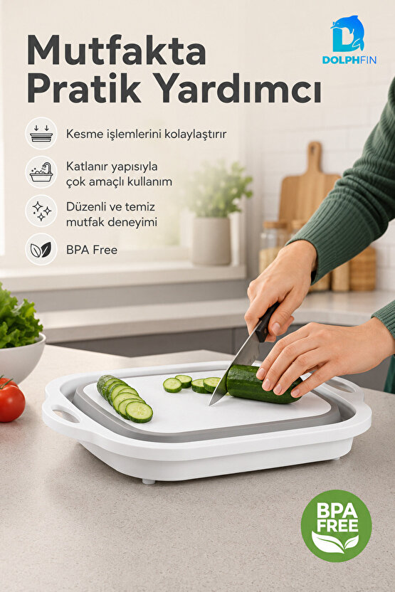 Katlanır Kesim Panosu Mutfak Kesme Tahtası Doğrama Panosu