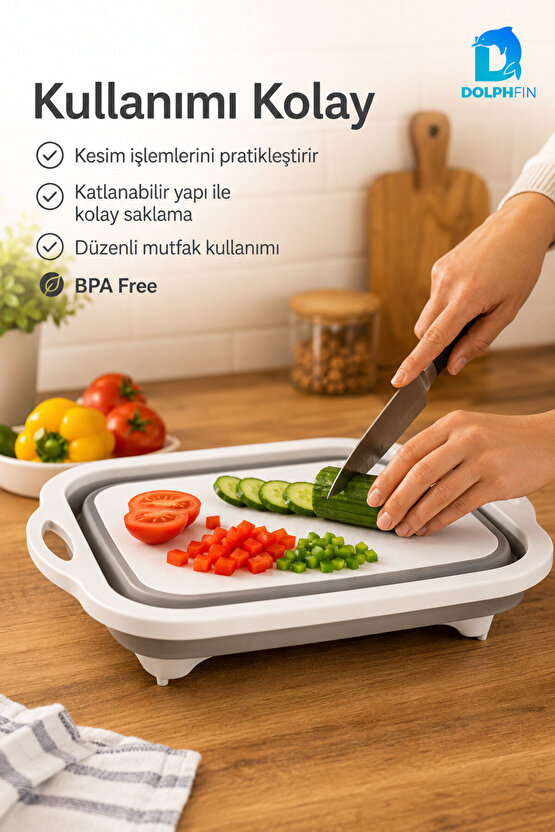 Katlanır Kesim Panosu Mutfak Kesme Tahtası Doğrama Panosu