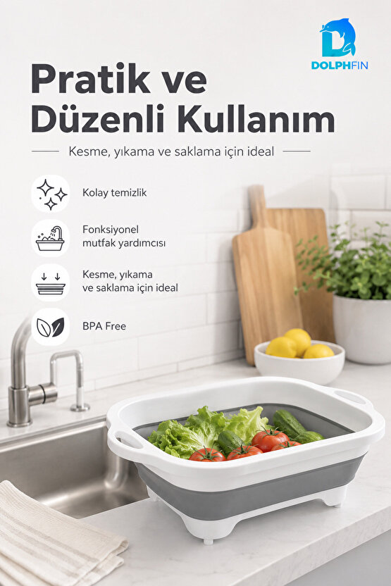 Katlanır Kesim Panosu Mutfak Kesme Tahtası Doğrama Panosu
