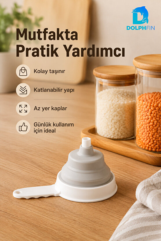 Katlanır Huni Mutfak Pratik Kullanım Gereci