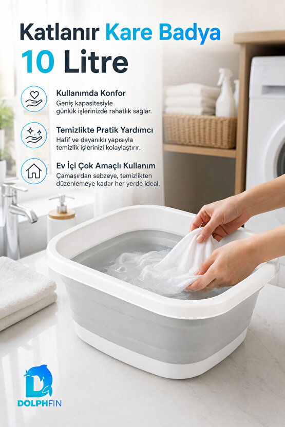 Katlanır Badya 10 LT Mutfak Hazırlık ve Hamur Yoğurma Kabı
