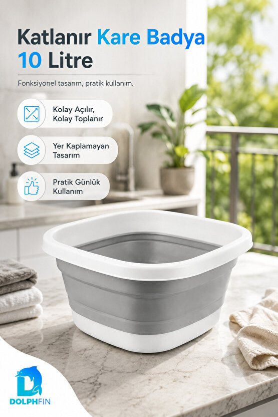 Katlanır Badya 10 LT Mutfak Hazırlık ve Hamur Yoğurma Kabı