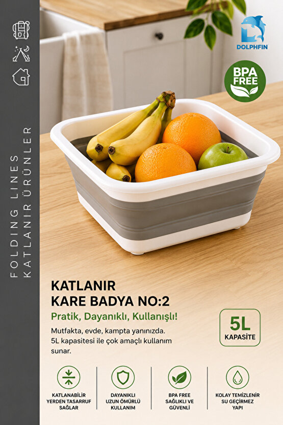 Katlanır Badya 5 LT Mutfak Hazırlık ve Hamur Yoğurma Kabı