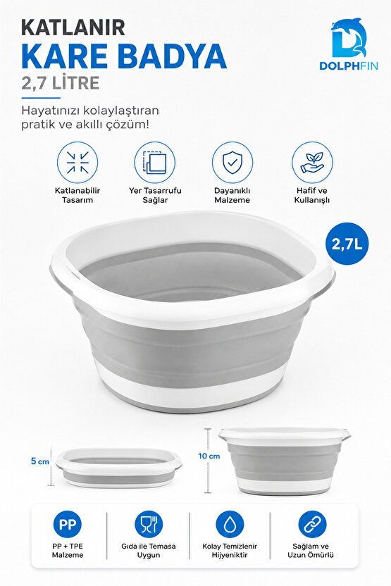 Katlanır Badya 2,7 LT Mutfak Hazırlık ve Hamur Yoğurma Kabı