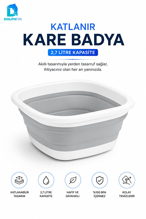 Katlanır Badya 2,7 LT Mutfak Hazırlık ve Hamur Yoğurma Kabı