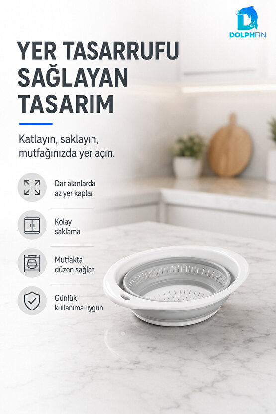 Katlanır Oval Süzgeç Mutfak Pratik Kullanım Gereci