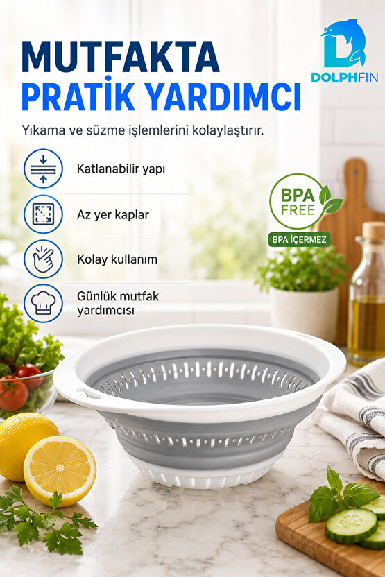 Katlanır Oval Süzgeç Mutfak Pratik Kullanım Gereci