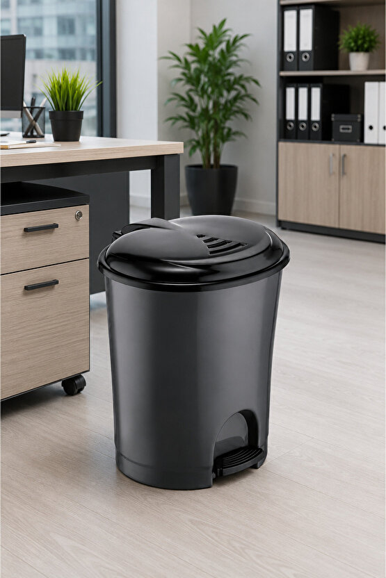 33 Litre Pedallı Çöp Kovası Kapaklı Plastik Mutfak Banyo Ofis Çöp Kutusu
