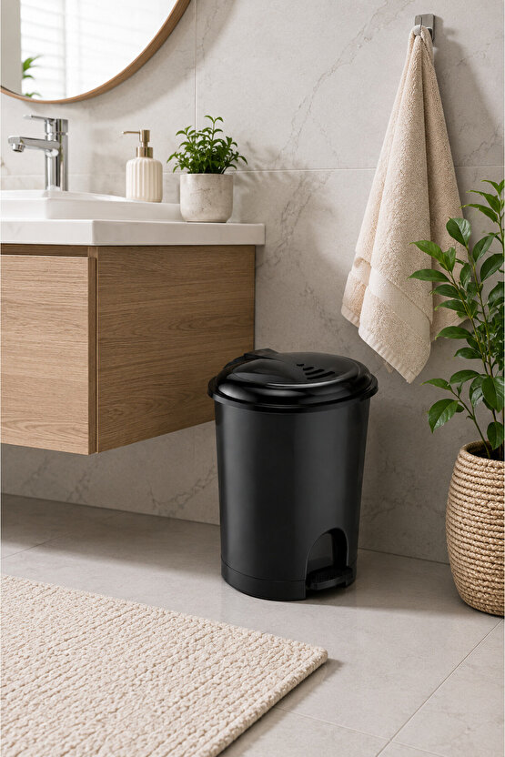 12 Litre Pedallı Çöp Kovası Plastik Kapaklı Banyo Mutfak Ofis Çöp Kutusu