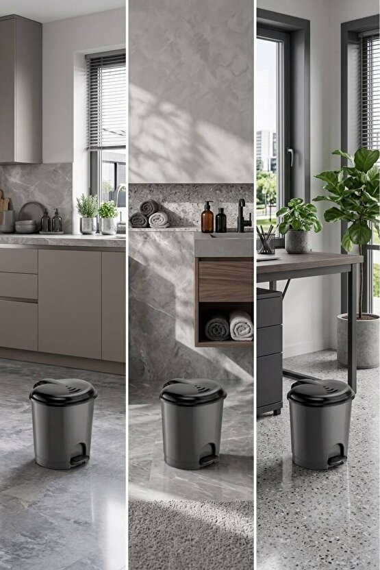 7 Litre Pedallı Çöp Kovası Kapaklı Banyo Mutfak Ofis Çöp Kutusu