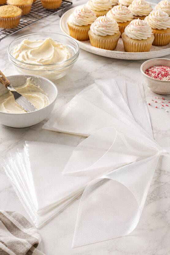 100 Adet Tek Kullanımlık Krema Torbası Pasta Sıkma ve Süsleme Poşeti