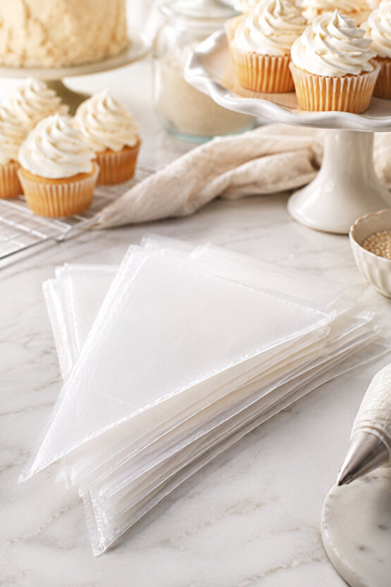 100 Adet Tek Kullanımlık Krema Torbası Pasta Sıkma ve Süsleme Poşeti