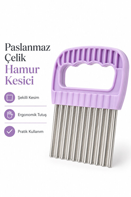 Paslanmaz Çelik Tırtıklı Hamur Kesici Şekilli Mantı Erişte Kesme Aparatı