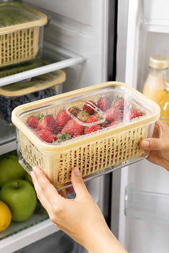 Süzgeçli Fresh Saklama Kabı 3,5 Lt Sebze Meyve Yıkama ve Saklama Kabı