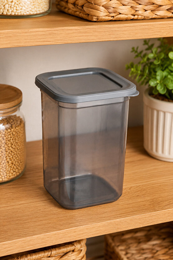Kare Saklama Kabı 1300 ml Eko Kapaklı Plastik Şeffaf Mutfak Düzenleyici