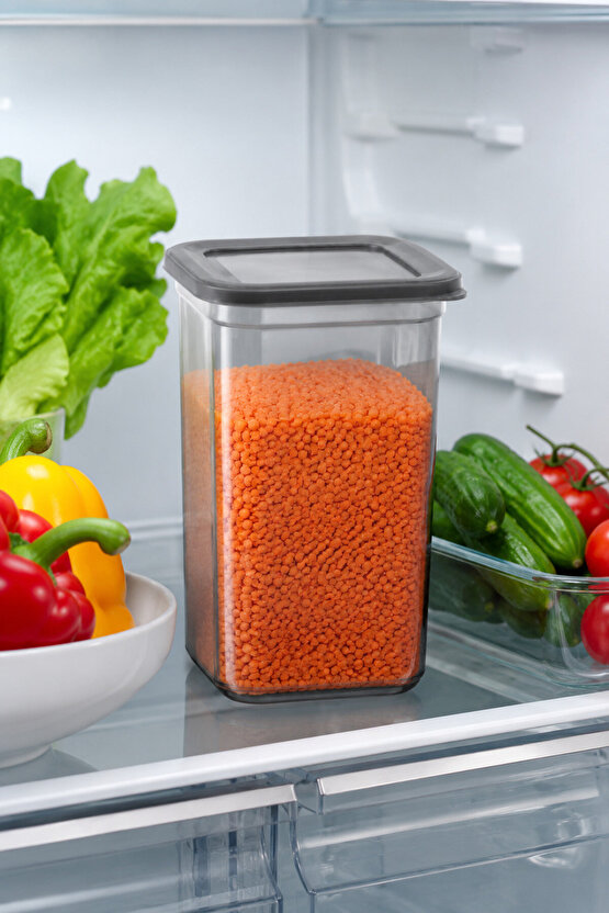 Kare Saklama Kabı 1300 ml Eko Kapaklı Plastik Şeffaf Mutfak Düzenleyici
