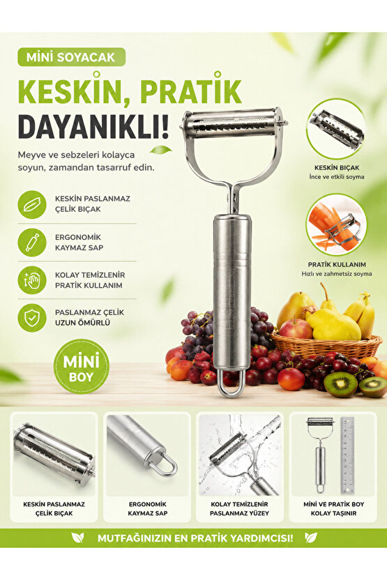 Paslanmaz Çelik Julienne Sebze Soyacağı Profesyonel Meyve Soyucu Ergonomik Saplı