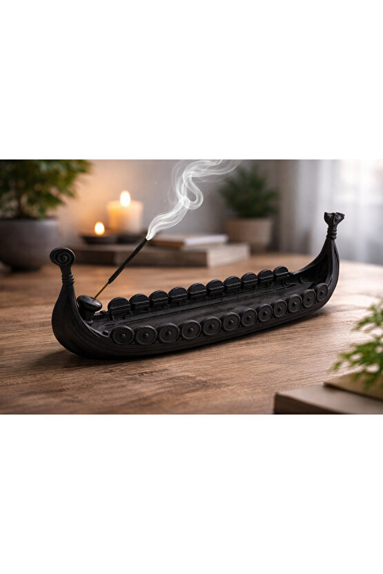 Tütsülük Viking Gemi Modeli 3D Baskı Dekoratif Tütsü Tutucu