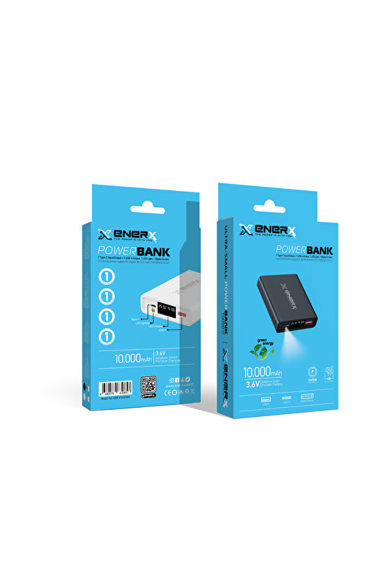 Enr-p1025dc 10000 Mah 2.1 Amper Led Göstergeli Powerbank Beyaz