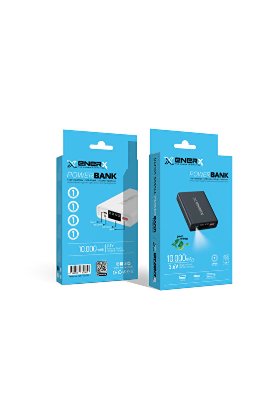 Enr-p2025dc 20.000 Mah 2.1 Amper Led Göstergeli Powerbank Siyah