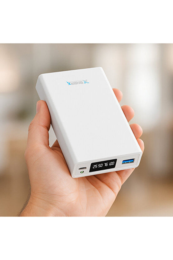 Powerbank 20000 mAh 22.5 Watt Led Göstergeli ENR-P2025DT Beyaz