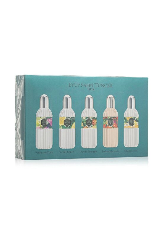 Set-5 16ml 5Li Cam Şişe Sprey Kolonya (Verbena-Ç.limonu-Hawaii-B.Mandalina-limon)