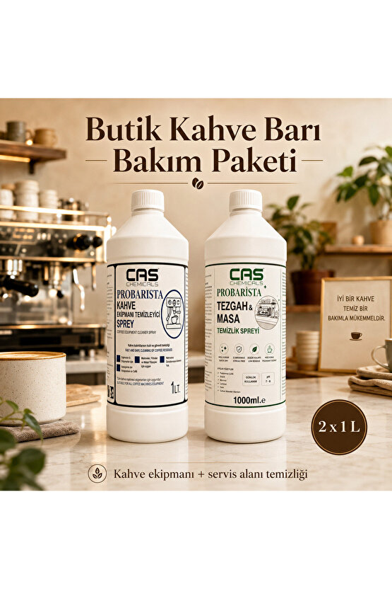 Probarista Butik Kafe Bakım Paketi 2x1 L | Kahve Ekipmanı, Tezgâh & Masa Temizliği