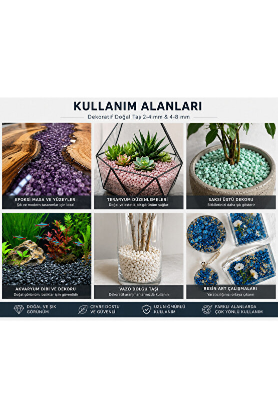 Dekoratif Doğal Taş 2-4 mm | Epoksi, Teraryum, Akvaryum, Saksı ve Resin Art -100 gr